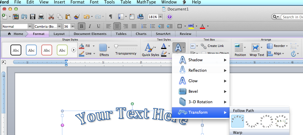 powerpoint for mac creating curved text
